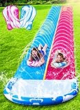 JOYIN 22,5ft/685.8cm Wasserrutsche und 2 Bodyboards, Garten-Wasserrutsche Sommer-Rutsch-Wasserrutschen Wasserspielzeug mit eingebautem Sprinkler für Outdoor-Wasserspaß für Kinder, Blau, Rosa