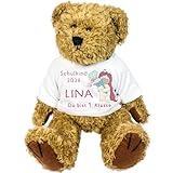 Kilala Bär Kuscheltier für die Zuckertüte befüllen Dino Topping Schultüte Mädchen Junge (Einhorn mit Schultüte)