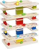 Kugelbahn Murmelbahn Holz Spielzeug Marble Run Spielzeug Rollbahn Set mit 16 Bällen,Kugelturm Motorikspielzeug für Kinder ab 1 2 3 4 Jahre