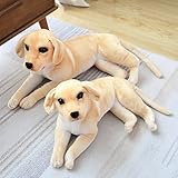 BYNYXI Golden Retriever Kuscheltier, 50cm Liegende Plüschtier Golden Retriever Braun Gefüllte Plüschkissen Tier Hund Realistische Stoffpuppe Dekokissen Plüsch Spielzeug für Kinder Jungen Mädchen