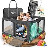 RAWVEL® Faltbarer Laufstall Baby Faltbar [NEU 2025] Laufgitter Baby Laufstall faltbar Playpen Kind, Laufgitter & Ställe, Kinderlaufstall Play Pen klappbar [Laborgeprüft] & Rundum gepolstert 130x130 cm