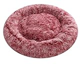 Comlax Beruhigende Donut Hundebetten XL, Rundes Kissen mit abnehmbarem waschbarem Bezug, Anti-Angst-Kunstfell-Kuscheltier, Flauschiges, bequemes, pelziges Haustierbett (80cm, Rosa)