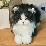 Chongker gewichtetes Kuscheltier Schwarz und Weiß Tuxedo lebensechte Katze Plüsch, 2KG