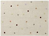 Happy Decor Kids - Waschbarer Teppich für das Kinderzimmer. Kollektion Multi Dots in mehrfarbigem Design auf beigem Grund. Handgefertigt aus 100% natürlicher Baumwolle. Größe: 160 x 120 cm.