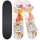 WeSkate Skateboards für Anfänger - 31 Zoll komplettes Standard Skateboard für Kinder Jugendliche Erwachsene, 7-lagiges Double Kick Deck Element Cruiser Skateboard mit ABEC-11 Kugellager