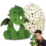 Mineup Plüsch Dinosaurier, Dinosaurier Im Ei Stofftier Plüschtier, Kuscheltier Plüsch Dinosaurier Und Eierkissen, Kuscheltier Dino Baby im Ei Weich, Dino Ei Ohnezahn Kuscheltier Ostern Geschenk