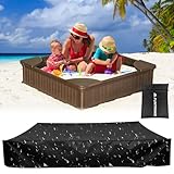 flintronic Sandkastenabdeckungen, 120x120cm Wasserdicht Sandkasten Abdeckung, Wasserabweisend Winddicht Schutzhülle, Oxford-Stoff Schwarz, mit Kordelzug sandkasten