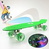Retro-Skateboard für Kinder, Single-Tilt-Allrad, 22-Zoll-Cruiser-Skateboard aus Kunststoff und leuchtende Räder, geeignet für Kinder, Jungen und Mädchen, Anfänger 9