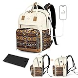 Tonyeee Wickelrucksack Rucksack 25-43L Erweiterbares Große Wickeltasche mit Wickelauflage & Kinderwagengurten,Reise-Rucksack Windeltasche,Mommy Bag,Aprikose-Bohème-Stil-Neu