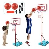 Basketballkorb Outdoor Indoor Kinder Spielzeug ab 3 4 5 6 Jahre Junge Mädchen, Kinder Basketballkorb Indoor mit Pumpe & 2 Ball, Höhenverstellbar Ständer 88-190cm, Basketballkorb Set für Kinder Zimmer