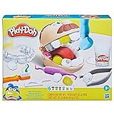 Play-Doh Zahnarzt Dr. Wackelzahn, Spielzeug für Kinder ab 3 Jahren mit Kariesknete und metallfarbener Knete, 10 Knetwerkzeugen, 8 Dosen à 56 g