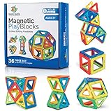 Magnetische Bausteine Spielzeug für 3 4 5 6 7 8 Jahre alte Jungen Mädchen Kinder Kleinkinder MINT-Lernspielzeug Vorschule Kreativgeschenk für 3-8-Jährige, 36 Magnetblöcke als Set in Geschenk-Box
