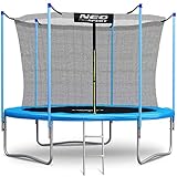 Trampolin 244 cm (8 ft) mit Sicherheitsnetz Innennetz und Einstiegsleiter Neo-Sport PRO Gartentrampolin