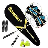 Senston Graphit Badminton Set Carbon Profi Badmintonschläger Leichtgewicht Badminton Schläger Federballschläger Set für Training, Sport und Unterhaltung mit Schlägertasche