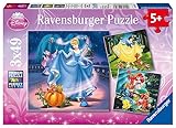 Ravensburger Kinderpuzzle - 09339 Schneewittchen, Aschenputtel, Arielle - Puzzle für Kinder ab 5 Jahren, Disney-Puzzle mit 3x49 Teilen