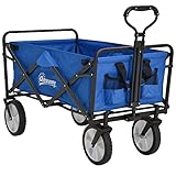 Outsunny Bollerwagen Handwagen mit faltbar Bremsen Verstellbarem Griff Transportwagen 68 KG Belastbar, Strandwagen Gartenwagen für Strand Garten Einkauf Shopping