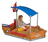 KidKraft 128 Piratenschiff-Sandkasten aus Holz, Garten-Sandkasten für Kinder