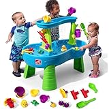 Step2 Rain Showers Wasserspieltisch | Großer Wassertisch mit 13-teiligem Zubehörset | Garten Wasser Spieltisch für Kinder in Blau und Grün