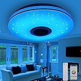 Gindoly 36W LED Deckenleuchte Dimmbar mit Bluetooth Lautsprecher,LED Deckenlampe mit Fernbedienung oder APP-Steuerung,RGBW Farbwechsel,Einstellbar für Schlafzimmer Küche Kinderzimmer Wohnzimmer