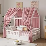 Zdada Hausbett Himmel, Betthimmel Hausbett Musselin mit 2 Stück Betthimmel, Stoffhimmel für Hausbetten Mädchen Jungen Baldachin Kinderbett Kinderzimmer Deko -67 x 270 cm Rosa