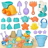 Vanplay Sandspielzeug Weiches Kunststoffmaterial Sandkasten Spielzeug mit Strandspielzeug Tasche für Kinder Jungen Mädchen 3 4 5 6 3 4 5 6 Jahre (20 Stück)