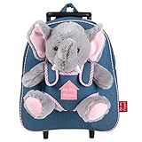 PERLETTI Plüschtier Elefant Kindergepäck Rucksack Kinder - Kinderrucksack mit Abnehmbaren Rädern und Kuscheltier Spielzeug - Kindergarten Rollrucksack Kleinkinder 3 4 5 Jahren - 28x32x11 cm (Elefant)