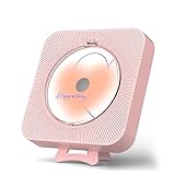 Yintiny Niedlicher rosa CD-Player mit Bluetooth 5.0, wiederaufladbarer Musik-Player für Heimdekoration, tragbarer lieblicher Musik-Player, Fernbedienung, unterstützt AUX-in-Kabel und USB
