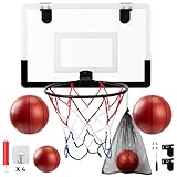 Mini Basketballkorb Set für Kinder – Komplettset mit Rückwand, 4 Bällen, Pumpe, Schaumstoffpads & Haken – Vielseitige Wand- und Türmontage für Innen und Außenbereich, Geschenk für Kinder Erwachsene