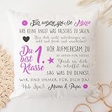 Manufaktur Liebevoll Einschulung Kissen Mädchen Geschenk Einschulung Junge Schulkind 2024 Schulanfang Mädchen Einschulung Kissen Schulanfang Junge Rosa Blau