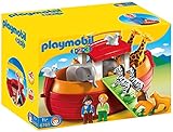 PLAYMOBIL 1.2.3 6765 Meine Mitnehm-Arche-Noah, mit 12 Tieren, Zugangsplanke und Tragegriff, schwimmt, zum Zuklappen und Mitnehmen, ab 1,5 Jahren