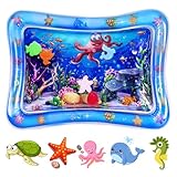 Aolso Wassermatte Baby,Aufblasbare Spielmatten 66 x 50cm,befüllbar mit Wasser,BPA-frei Faltbar Wasserspielmatte,Baby Spielzeug 3 6 9 Monate - Octopus Stil (Blau)