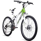 Bergsteiger Montreal 20, 24 Zoll Kinderfahrrad, geeignet für 6,7, 8, 9, 10, 11, 12, 13 Jahre, Shimano 18 Gang-Schaltung, Mountainbike mit Vollfederung, Jungen-Fahrrad, Mädchen-Fahrrad