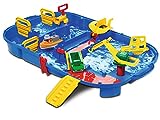 AquaPlay - LockBox - Wasserbahn als Transportkoffer mit 27 Teilen, Spieleset inklusive 1 Hippo Wilma, Amphibienauto und Containerboot, für Kinder ab 3 Jahren