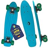 Best Sporting PP-Retro Skateboard für Kinder - Mini-Board in blau - hochwertiges Cruiser Board mit ABEC 5 Kugellager - Vintage-Look