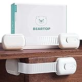 BEARTOP Kindersicherung Schrank Schutz Sicherung, Schranksicherung Baby - Schubladensicherung | Einstellbare Länge | Starker Halt | Set von 8 | 3-12 cm - Weiß