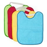 Ti TIN | 4 Pack wasserdichte frottee Babylätzchen 24x31 cm | Lätzchen mit elastischem Verschluss für Babys von 6 bis 18 Monaten