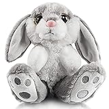 My OLi Kuscheltier Hase 20cm Plüsch Hase Stofftier Kuscheltiere Schlappohren Sitzend Kuschelhase Plüschtiere Für Mädchen Kinder Jungen-Graue Farbe
