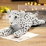TRAVELKNOT Kuscheltier Leopard Weiß Großer Leopard Plüschtier Niedliches Stofftier Schneeleopard Plüschtier zum Sammeln & Kuscheln & Spielen Geschenk für Kinder Junge Geschenk 40cm