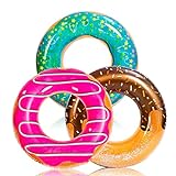 JOYIN Aufblasbarer Donut Schwimmreifen mit Glitzern 82.55cm(3er Pack), Schwimmring, Sommer Wasser Spielzeug, lustiges Pool Floats Spielzeug für Schwimmbadpartys und Donutpartydekorationen
