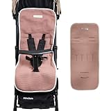 MIMUSELINA Sitzauflage Kinderwagen – Sitzauflage Buggy Sommer Perfekt zum Abdecken von Kinderwagen – aus Baumwolle: Gepolstert und Atmungsaktiv (Waffle Pink)