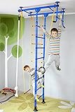 NiroSport FitTop M1 Indoor Klettergerüst für Kinder Sprossenwand für Kinderzimmer Turnwand Kletterwand, kinderleichte Montage, max. Belastung bis ca. 130 kg (Blau)