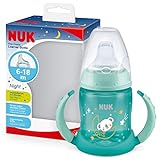 NUK First Choice Trinklernflasche mit Leuchteffekt | 6-18 Monate | 150 ml | Anti-Colic-Ventil | auslaufsicherer Trinkschnabel | Ergonomische Griffe | BPA-frei | Koala (blau), 10215374