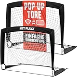 NET PLAYZ - 2er Set faltbar Fussball Tor - 120 x 90 x 90 cm - Fußballtor Pop Up für Garten - Fussballtor klappbar für alle Altersgruppen