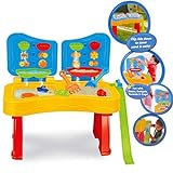 deAO Wasser- und Sandspieltisch für Kinder, Outdoor-Tisch mit Doppelfächern, enthält viele Zubehörteile und Spielzeugdeckel für Jungen und Mädchen