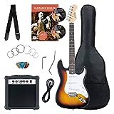 Rocktile Banger's Pack Komplettset E-Gitarre Sunburst (Verstärker, Tremolo, Tasche, Kabel, Gurt, Plecs, Ersatzsaiten und Schule mit CD/DVD)