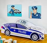 Kids Collective Autobett Kinderbett Jugendbett 80x160 mit Rausfallschutz Matratze optional | Polizei Polizeiauto Polizist Kinder Spielbett