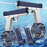 Wasserpistole Elektrisch 2PCS, Vollautomatische Splasher Elektrische Wasserpistole für Kinder und Erwachsene, Aqua Powered Water Gun Blaster Wasserpistolen 58CC + 434CC Kapazität Sommer Spielzeug