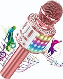Karaoke Mikrofon, Drahtloses Bluetooth Mikrofon Kinder mit LED, Tragbares Karaoke Maschine zum Singen, Karaoke Mädchen Jungen Spielzeug Geschenke, KTV Lautsprecher Recorder für Smartphone PC