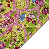 Kinderteppich Spielteppich Straßenteppich Sweet City Rosa Pink Kinderzimmer Häuser Teppich für Mädchen (100 x 150 cm)