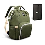 HEYI Mutifunktionale Wickeltasche Rucksack, Wasserdichte Wickelrucksack Tasche, Große Reisetasche für Mutter und Baby (Oliv-Grün)